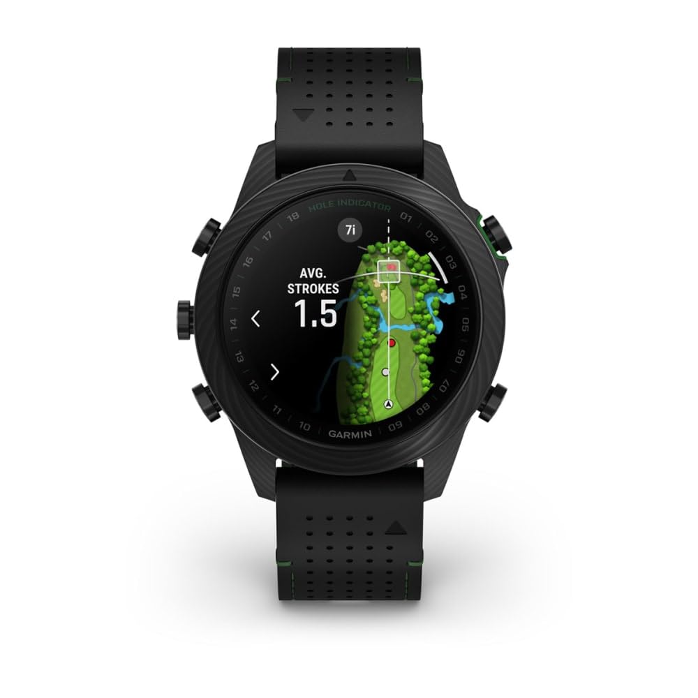 Luxury Golf Smartwatch Carbon Edition – 46mm AMOLED GPS Watch | Sapphire Lens | Smart Caddie | Multi-Band GPS | 16-Day Battery | 10ATM | 32GB | 1 Year Warranty | Easy 14-Day Returns | Free Wireless Earbuds Gift